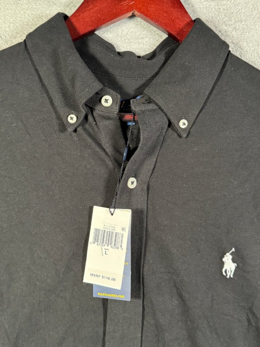 Polo Ralph Lauren Button Down Shirt Mens L Black Short Sleeve Featherweight $118